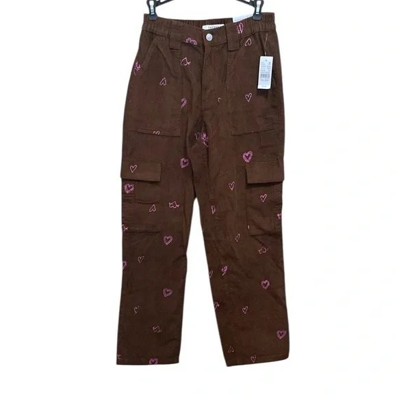 PacSun Brown Cargo Pants with Pink Heart Accents - Picture 4 of 10